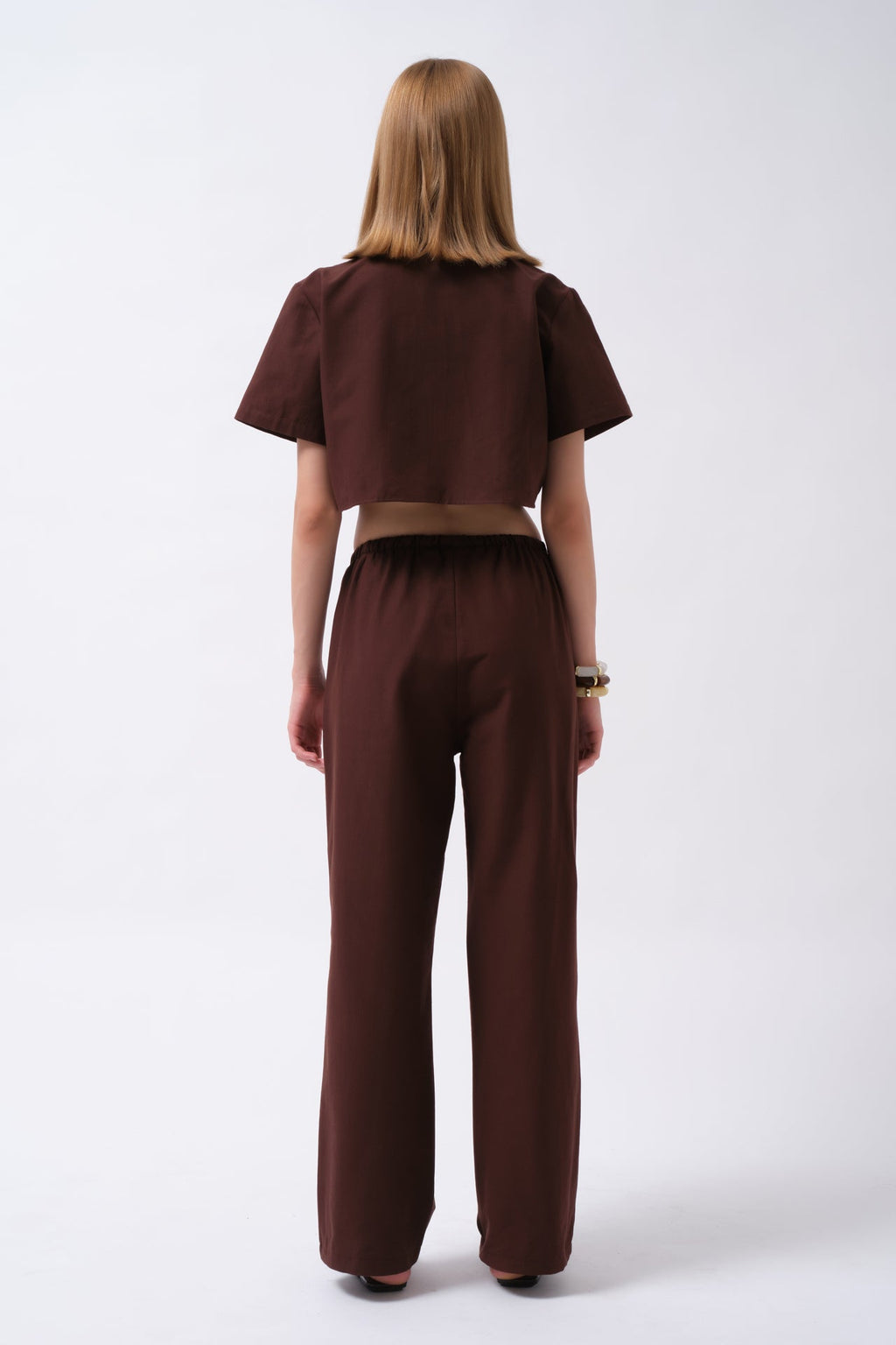 Tie Waist Linen Brown Pants