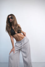 Accessory Detail Linen Gray Pants