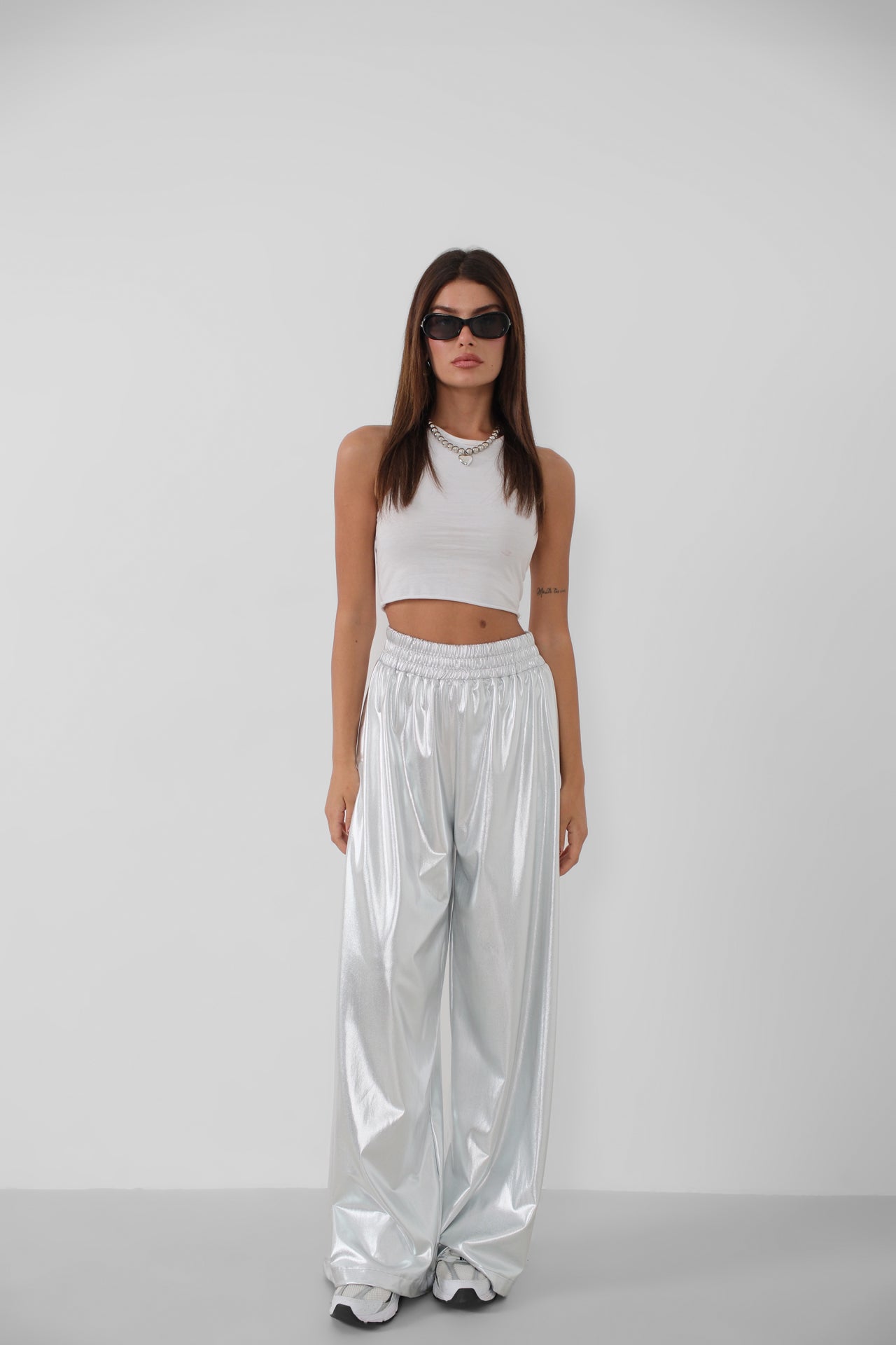 Elastic Waist Silver Pants