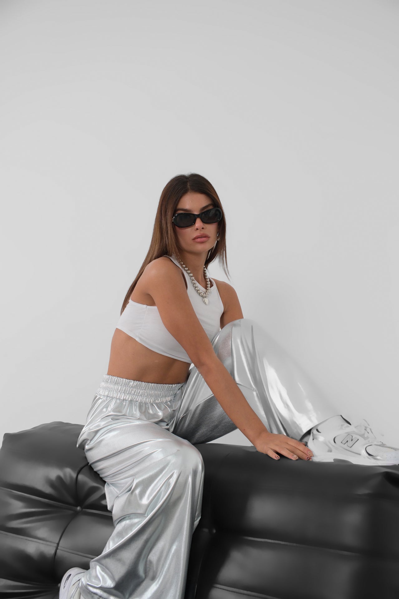 Elastic Waist Silver Pants