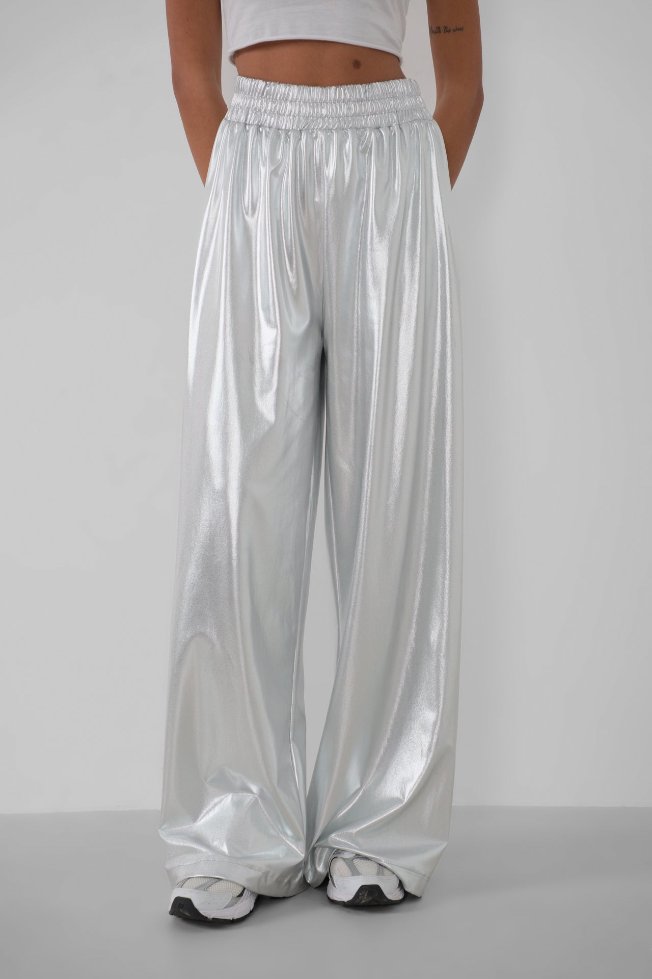 Elastic Waist Silver Pants