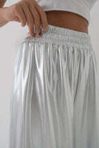 Elastic Waist Silver Pants