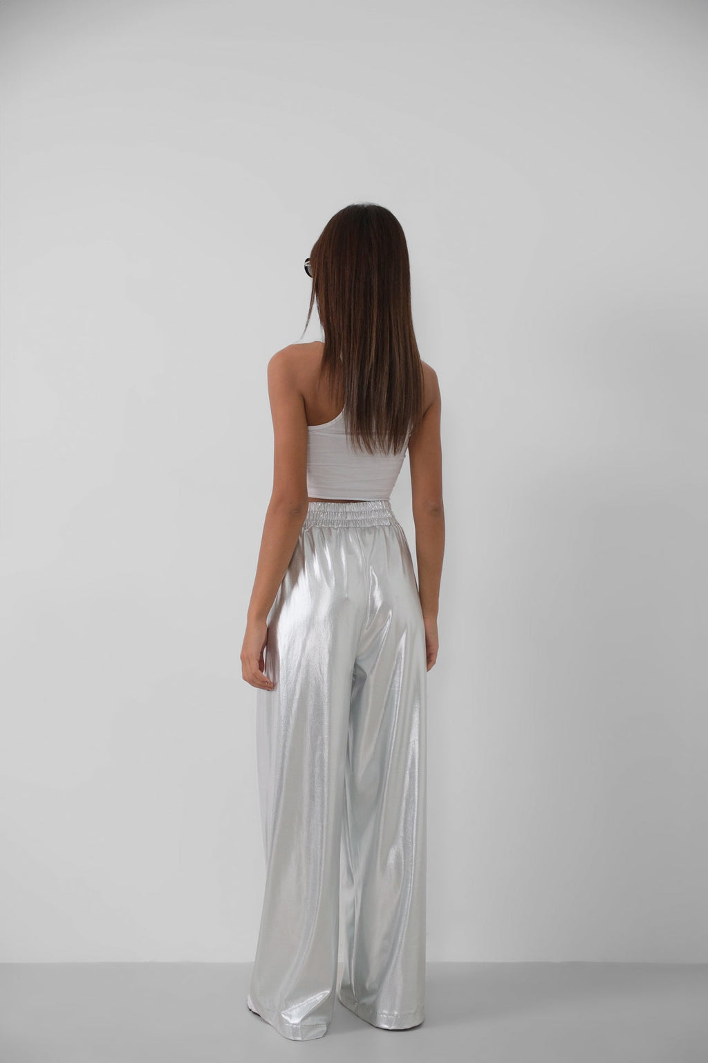 Elastic Waist Silver Pants