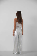 Elastic Waist Silver Pants