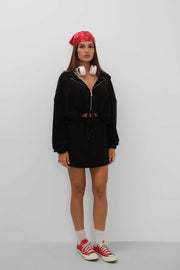 Elastic Waist Mini Black Skirt