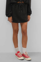 Elastic Waist Mini Black Skirt
