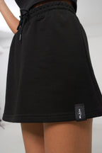 Elastic Waist Mini Black Skirt