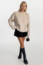 Crew Neck Basic Stone Sweater