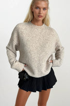 Crew Neck Basic Stone Sweater