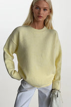Crew Neck Basic Yellow Sweater
