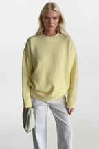 Crew Neck Basic Yellow Sweater