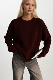 Crew Neck Basic Burgundy Sweater