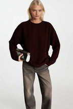 Crew Neck Basic Burgundy Sweater