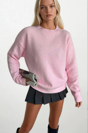 Crew Neck Pink Basic Sweater