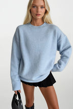 Crew Neck Baby Blue Basic Sweater