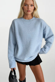 Crew Neck Baby Blue Basic Sweater