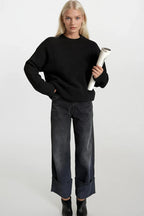 Crew Neck Basic Black Sweater