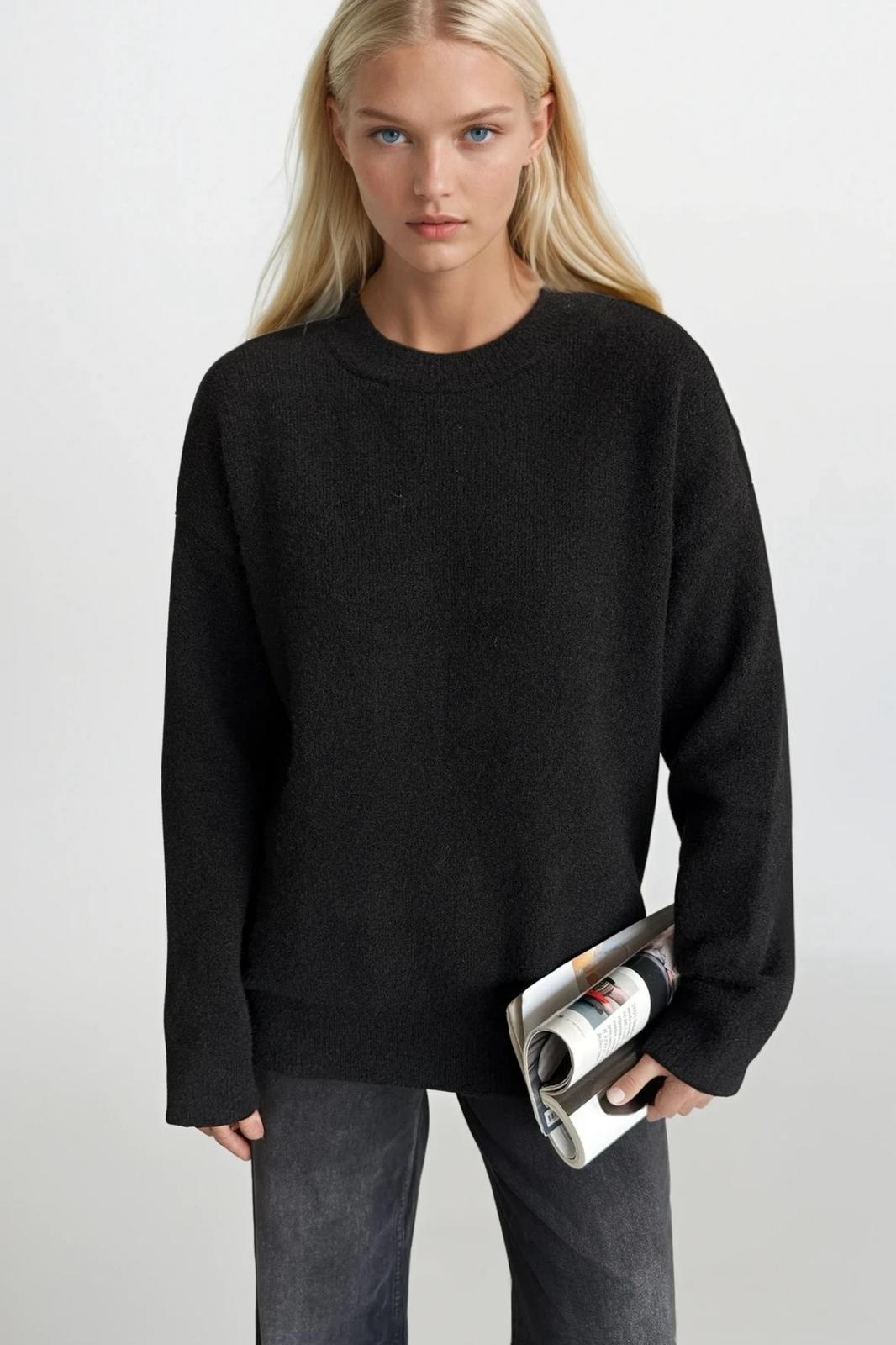 Crew Neck Basic Black Sweater