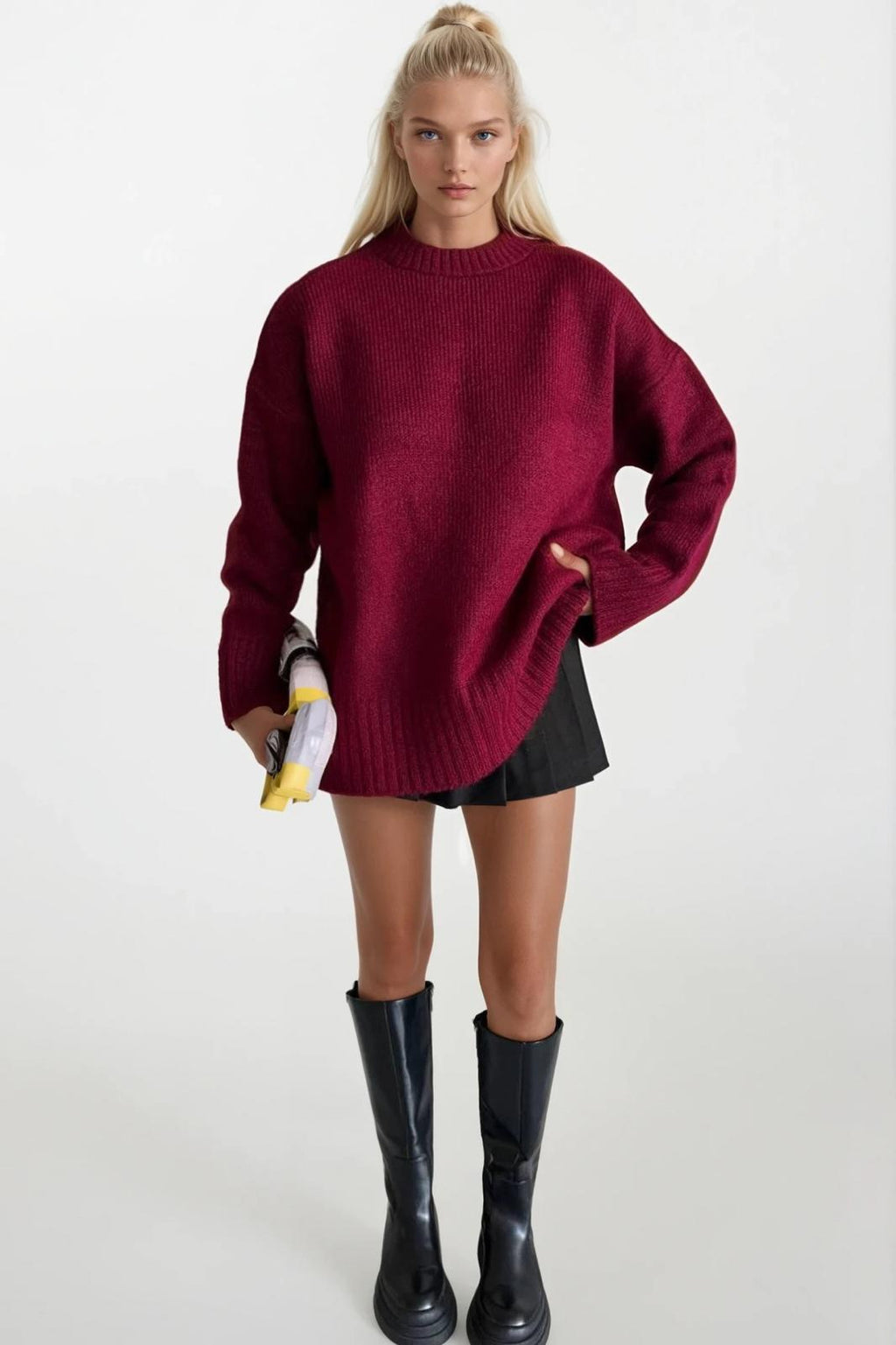 Crew Neck Basic Knit Burdaydy Sweatshirts