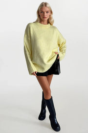 Round Neck Basic Knit Yellow Sweater