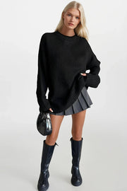 Crew Neck Basic Knit Black Sweater