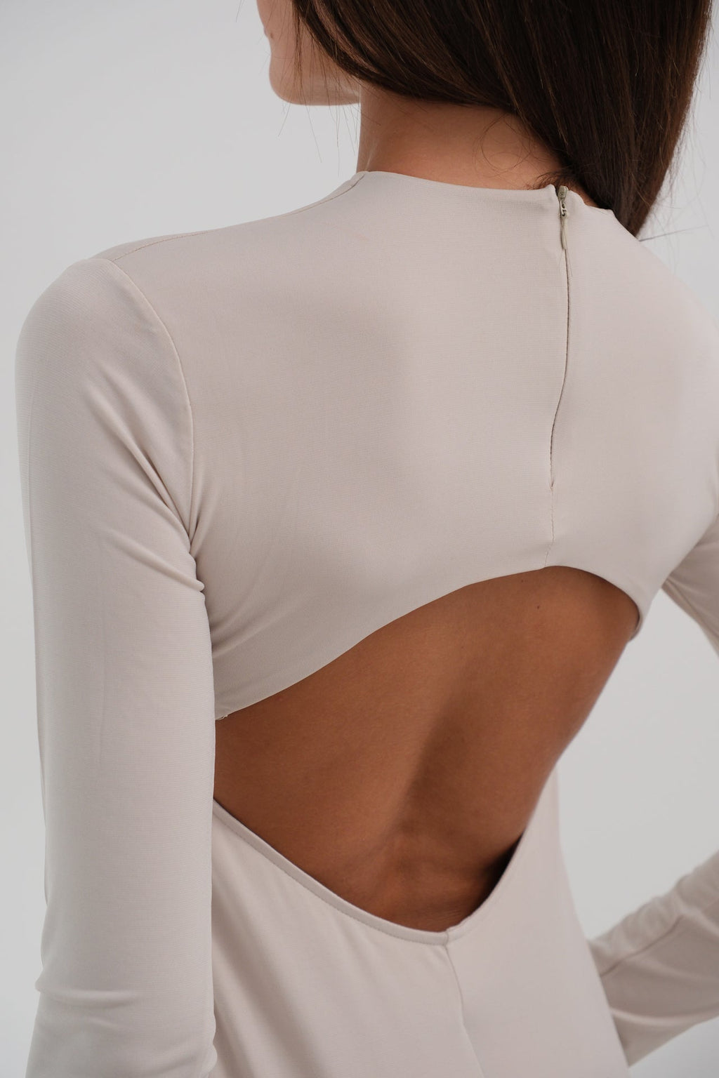 Crew Neck Beige Maxi Dress