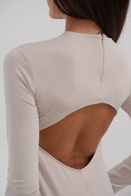 Crew Neck Beige Maxi Dress