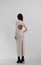 Crew Neck Beige Maxi Dress