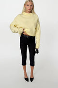 Crew Neck Crop Yellow Knit Sweater