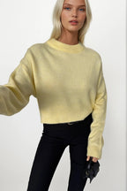 Crew Neck Crop Yellow Knit Sweater