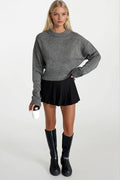Crew Neck Crop Anthracite Knit Sweater