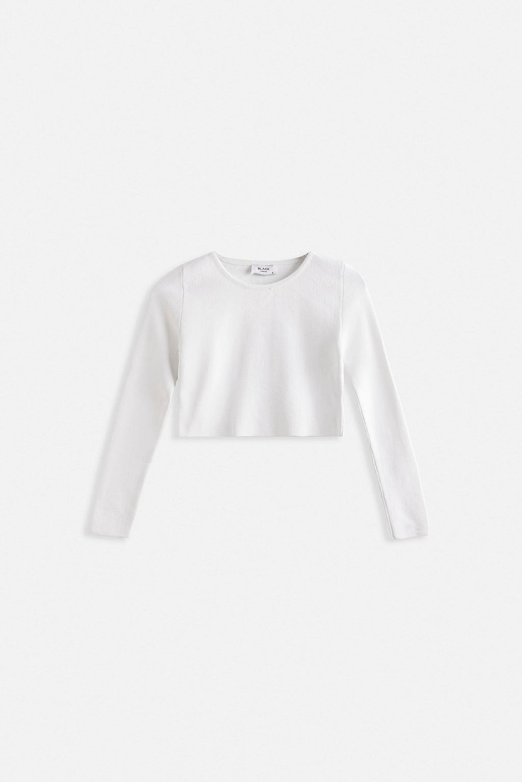 Crew Neck Textured White Crop
