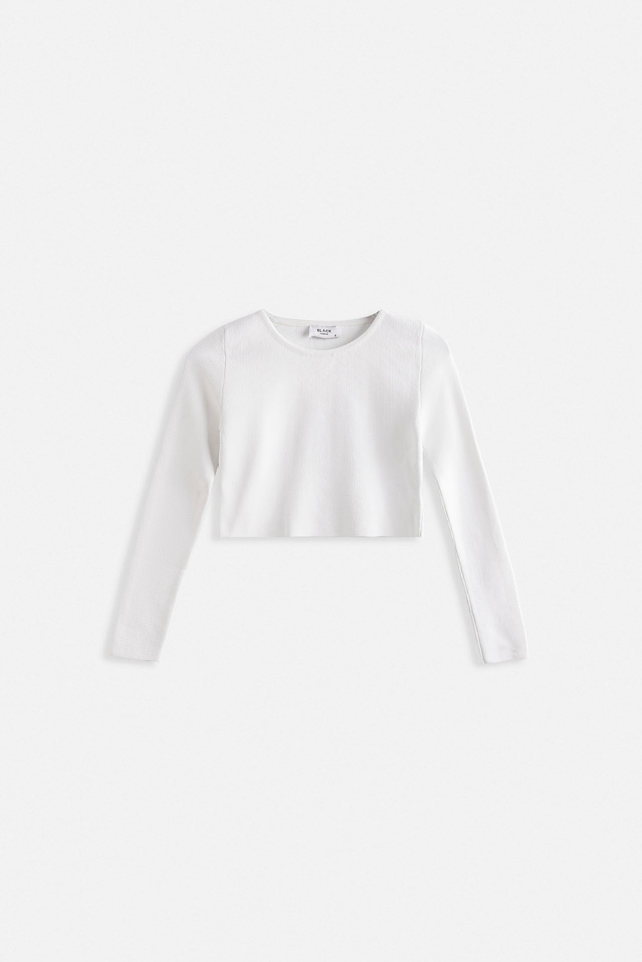 Crew Neck Textured White Crop
