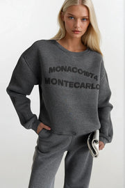 Crew Neck Embossed Anthracite Sweatshirt