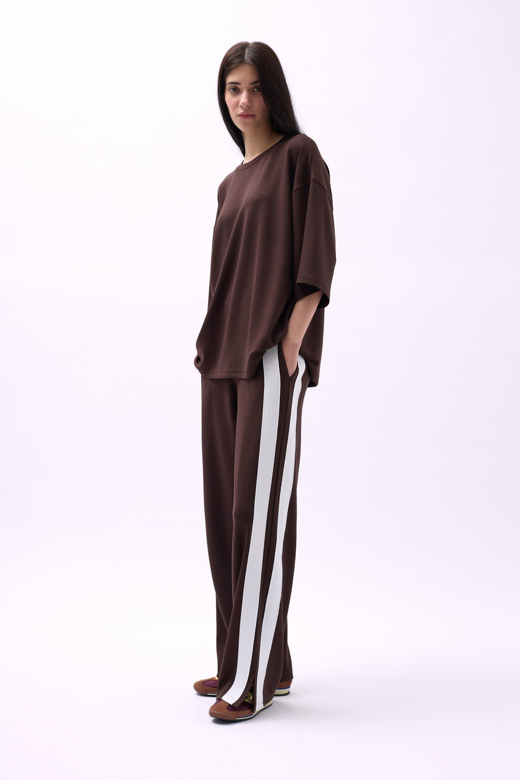Crew Neck Oversize Brown T-Shirt