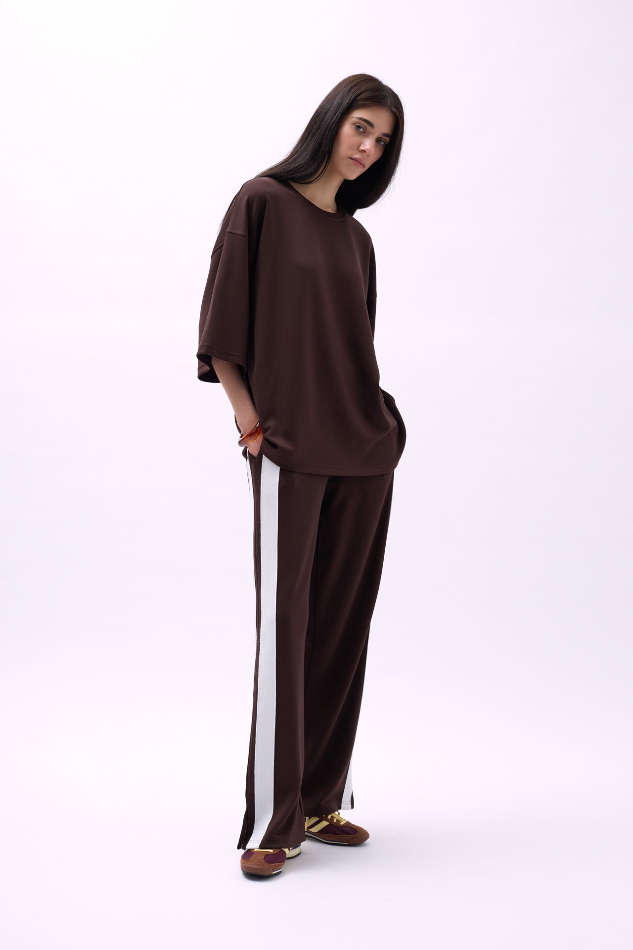 Crew Neck Oversize Brown T-Shirt