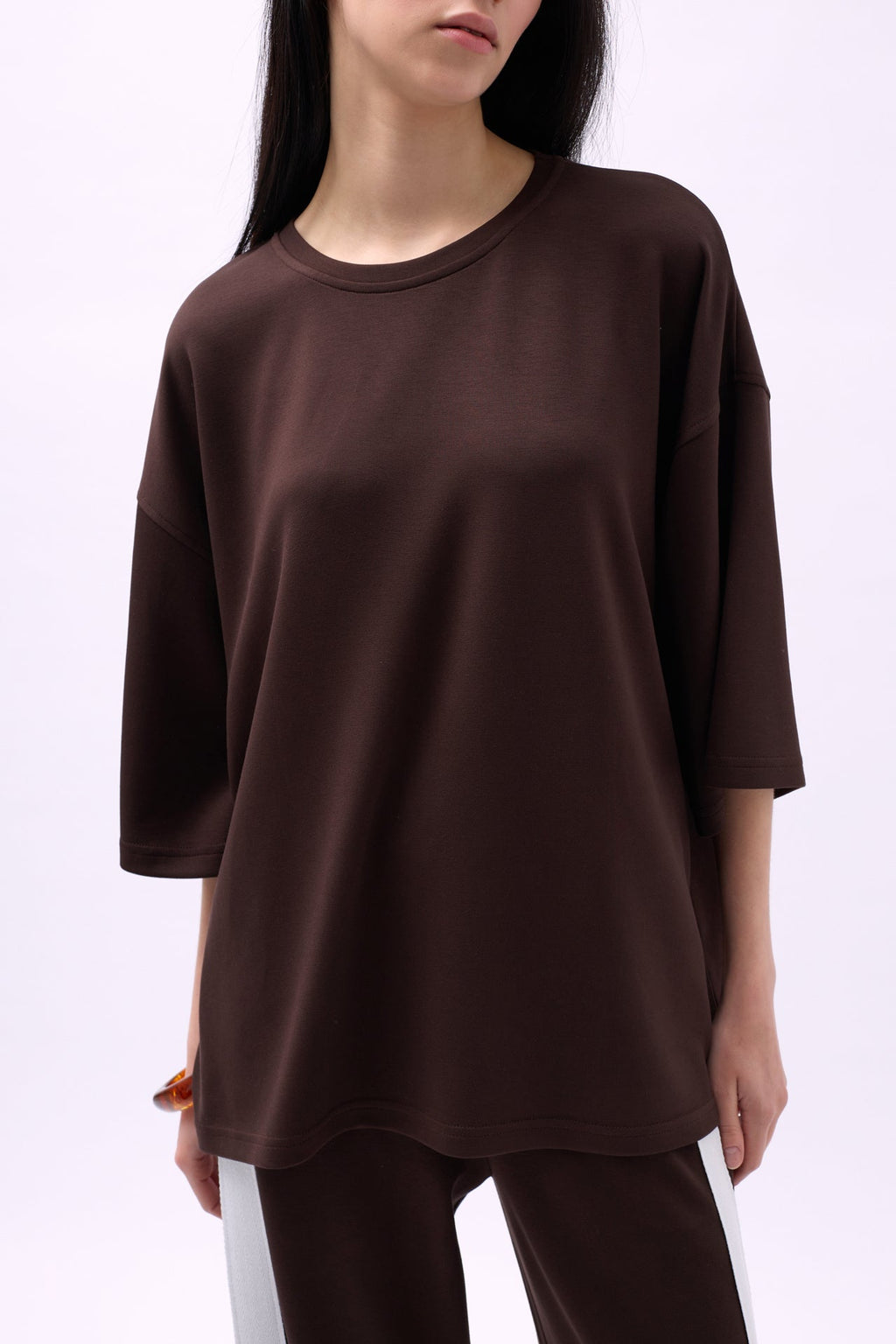 Crew Neck Oversize Brown T-Shirt