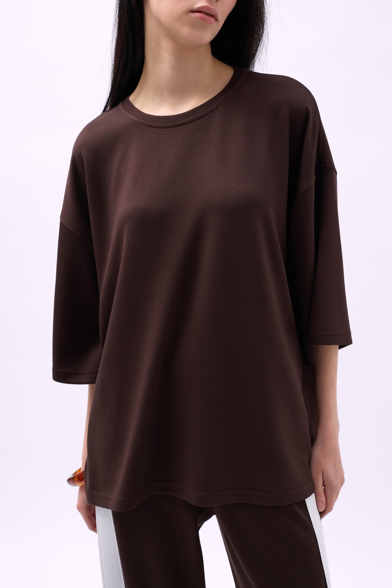 Crew Neck Oversize Brown T-Shirt