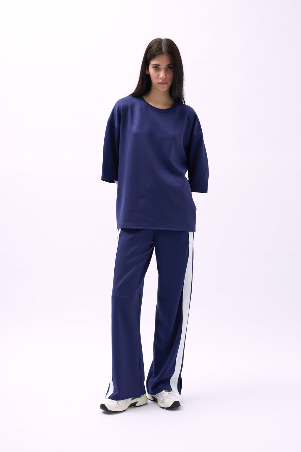 Crew Neck Oversize Navy T-Shirt