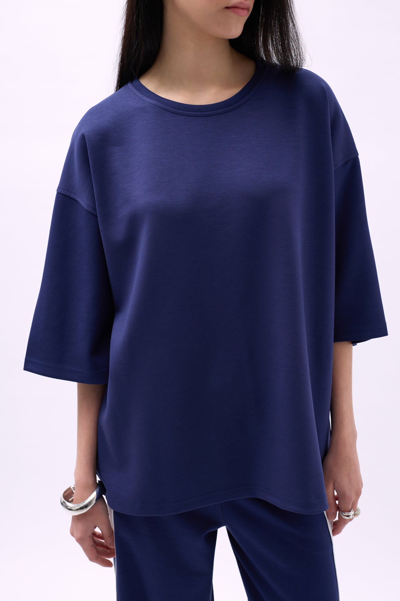 Crew Neck Oversize Navy T-Shirt