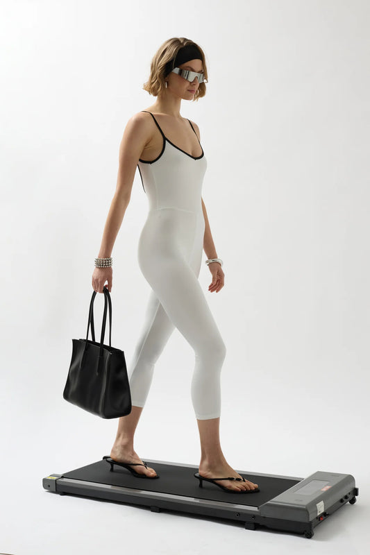 Piping Detail White Sports Overalls