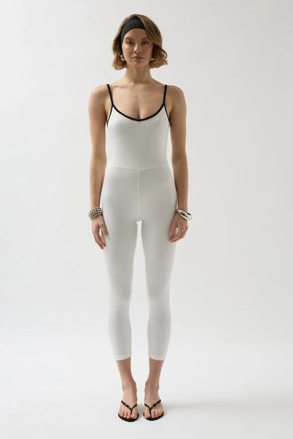 Piping Detail White Sports Overalls