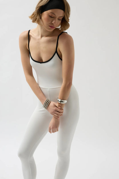 Piping Detail White Sports Overalls