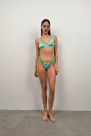 Blue Bikini Set with Pleated Detail