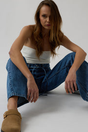 Piping Detail Straight Blue Jean