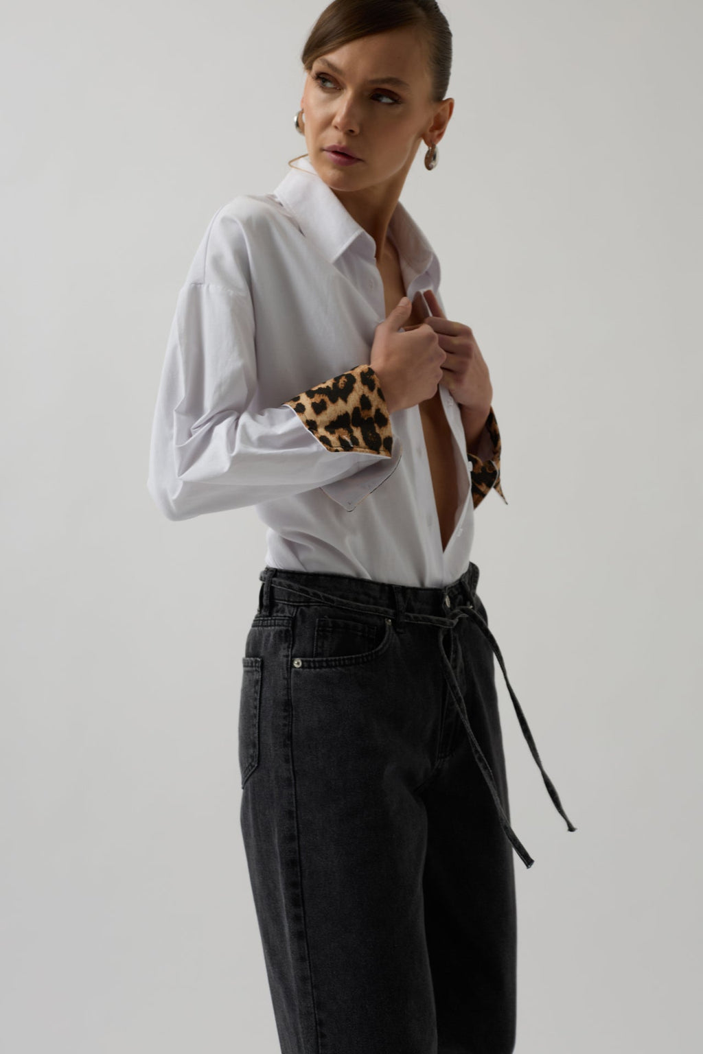 Piping Detail Straight Black Jeans