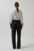 Piping Detail Straight Black Jeans