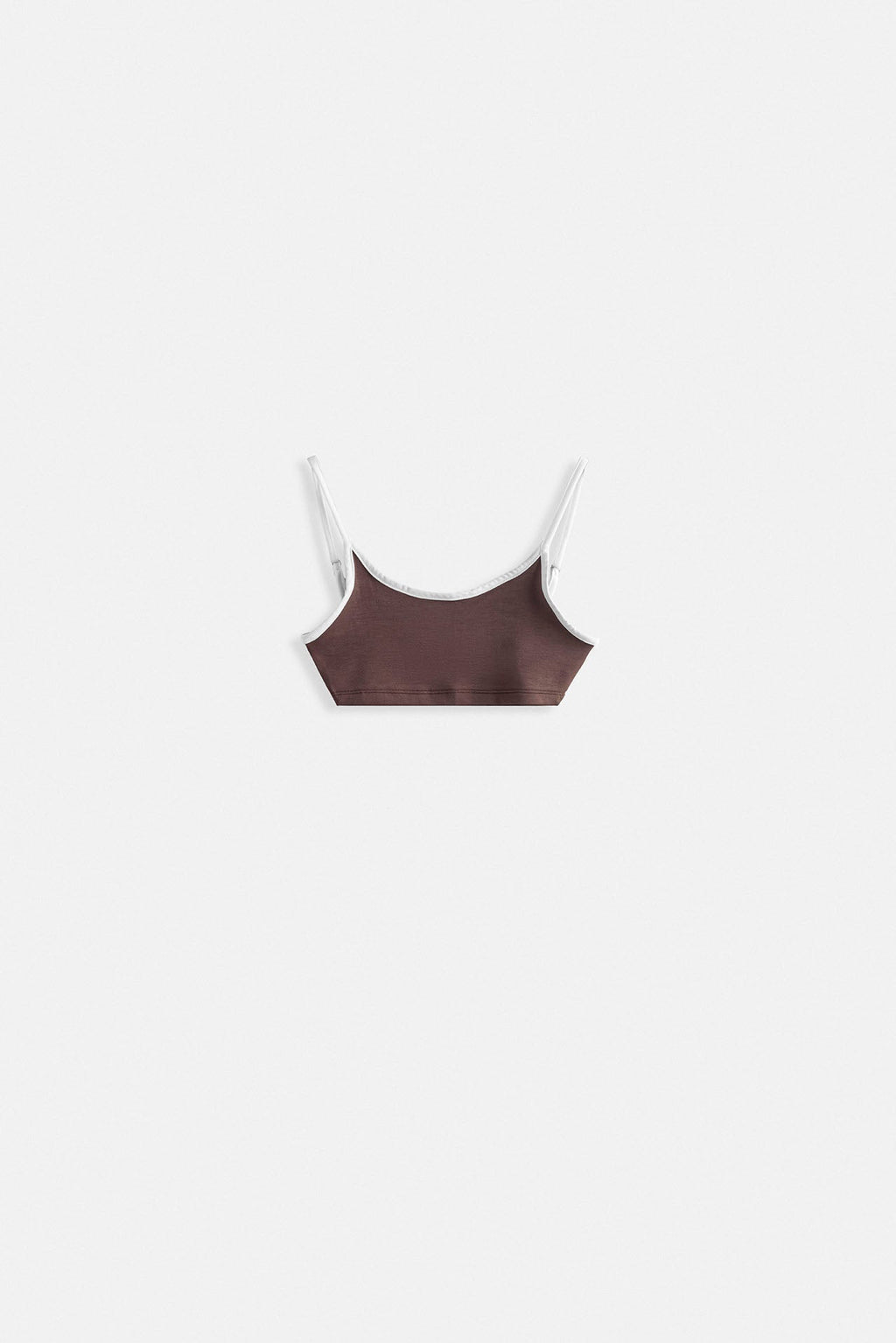 Piping Detail Strappy Brown Bra