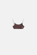 Piping Detail Strappy Brown Bra