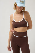 Piping Detail Strappy Brown Bra